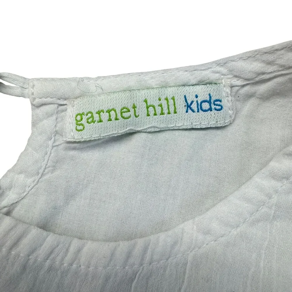 Garnet Hill Kids Dress Girls 6T White Purple Pink Ombre Sleeveless Lined Cotton